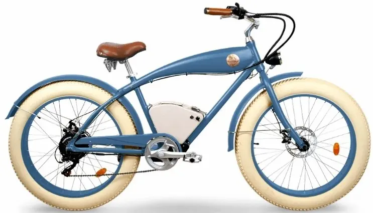Fat Bike Electrique Beach Cruiser Velo 26 Pouces Rayvolt Beachin Bleu 360Wh