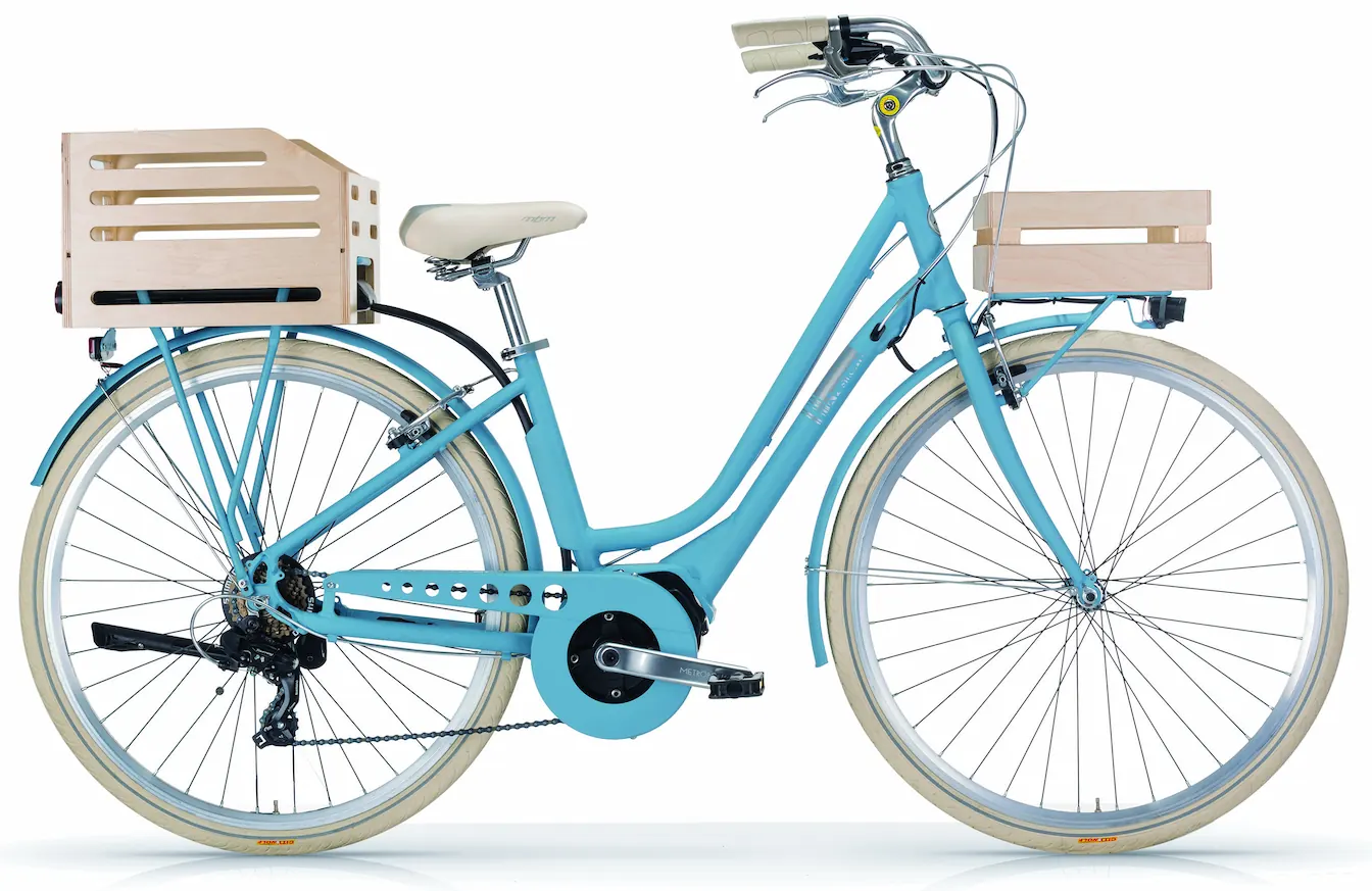 MBM Velo Electrique Femme City Moteur Moyenne 28 Pouces Apostrophe Bleu