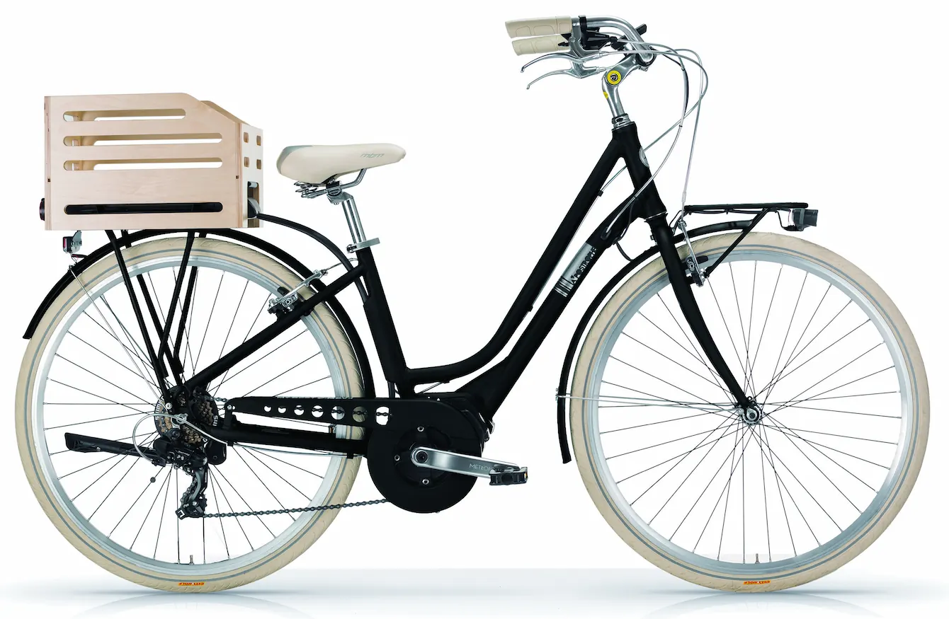 MBM Velo Electrique Femme City Moteur Moyenne 28 Pouces Apostrophe Noir