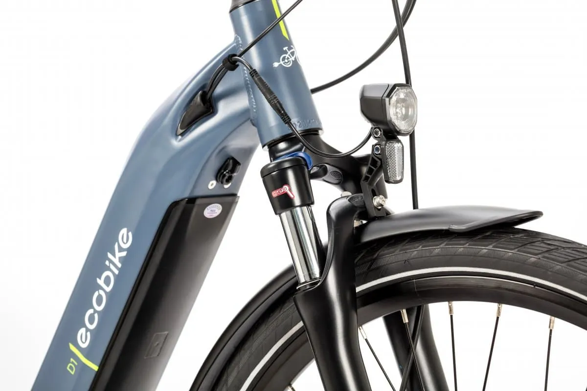 Speed Bike VTC Electrique Femme 28 Pouces Moteur Pedalier Ecobike D2 Bleu – Image 3