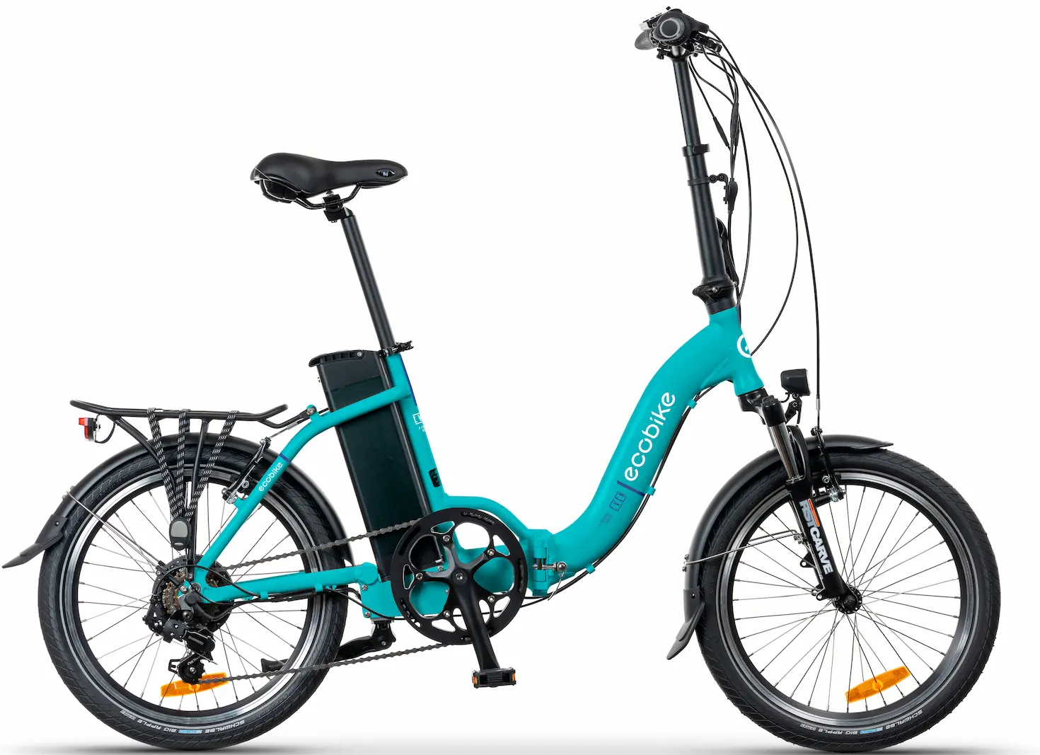 Velo Electrique Pliant 20 Pouces Cadre Bas Ecobike Even Turquoise 520Wh