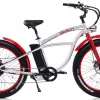 Fat Bike Electrique Beach Cruiser Velo 26 Pouces Bad Bike 250W Rouge