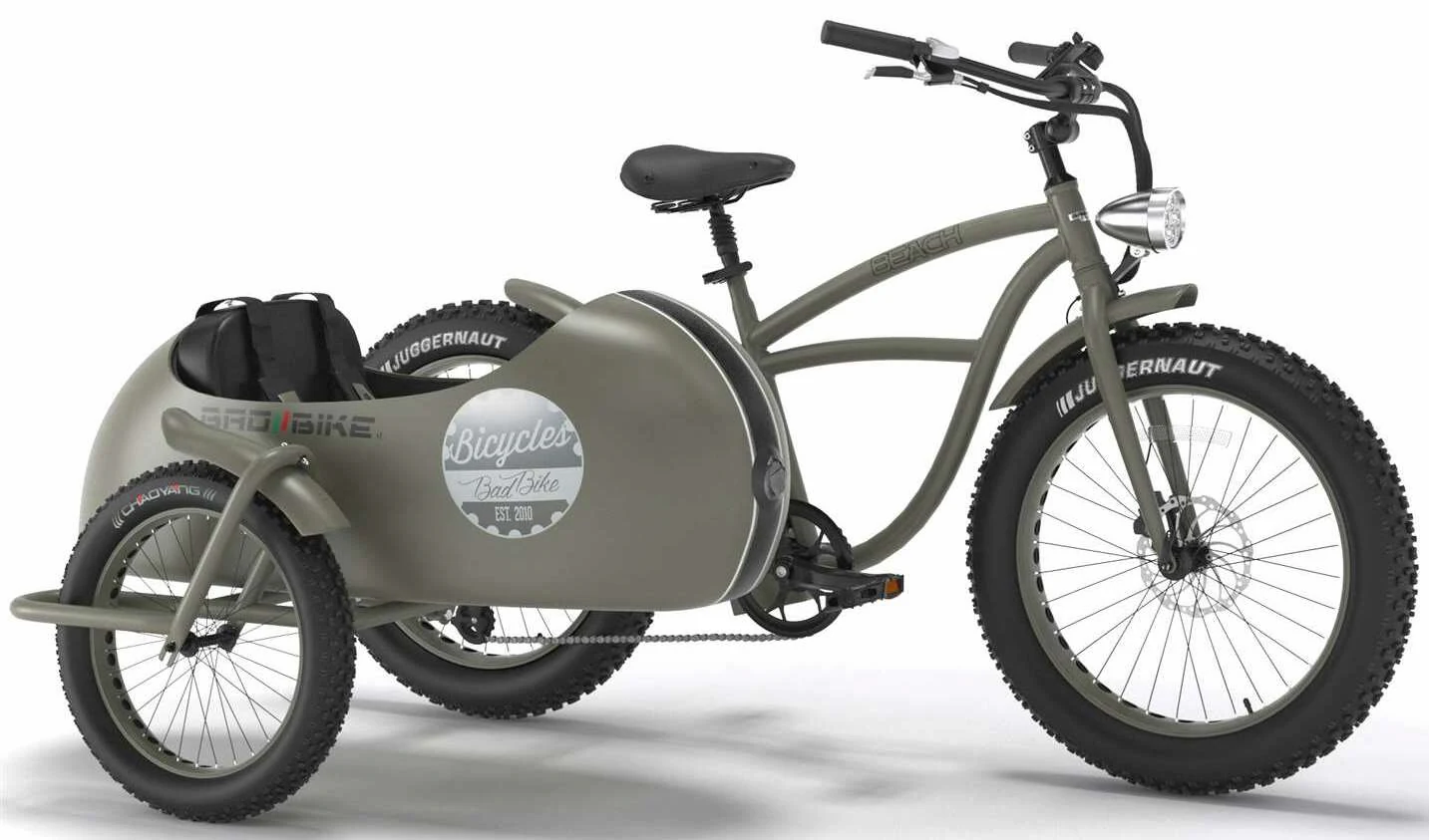 Fat Bike Electrique Velo Side Car Beach Cruiser Bad Bike 250W Vert