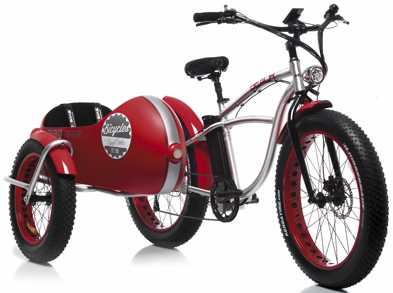 Fat Bike Electrique Velo Side Car Beach Cruiser Bad Bike 250W Rouge – Image 2