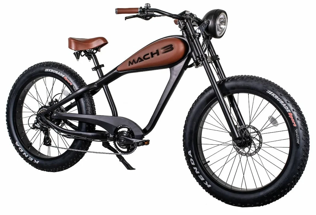 Fat Bike Electrique Chopper 25km/h Vintage Mach Abel Noir 250W – Image 4