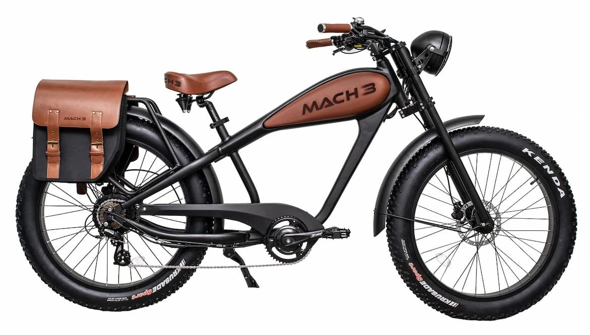 Fat Bike Electrique Chopper Speed Bike 45km/h Vintage Mach Abel Noir 750W – Image 2