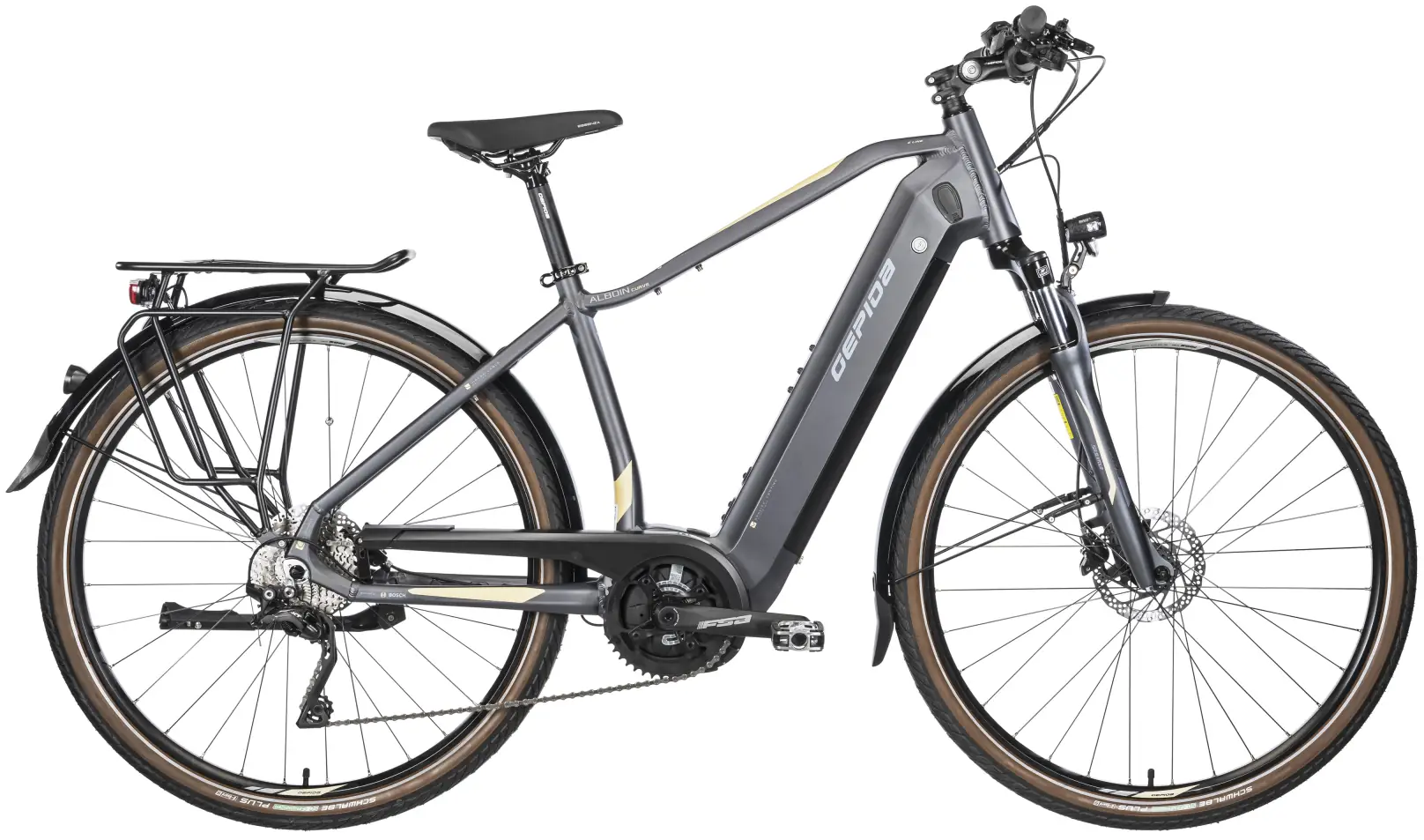 VTC Electrique Homme 28 Pouces Bosch Moteur Central Gepida XT10 Gris 400-56